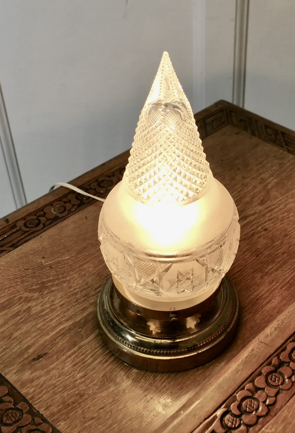 19th century cut crystal table lamp