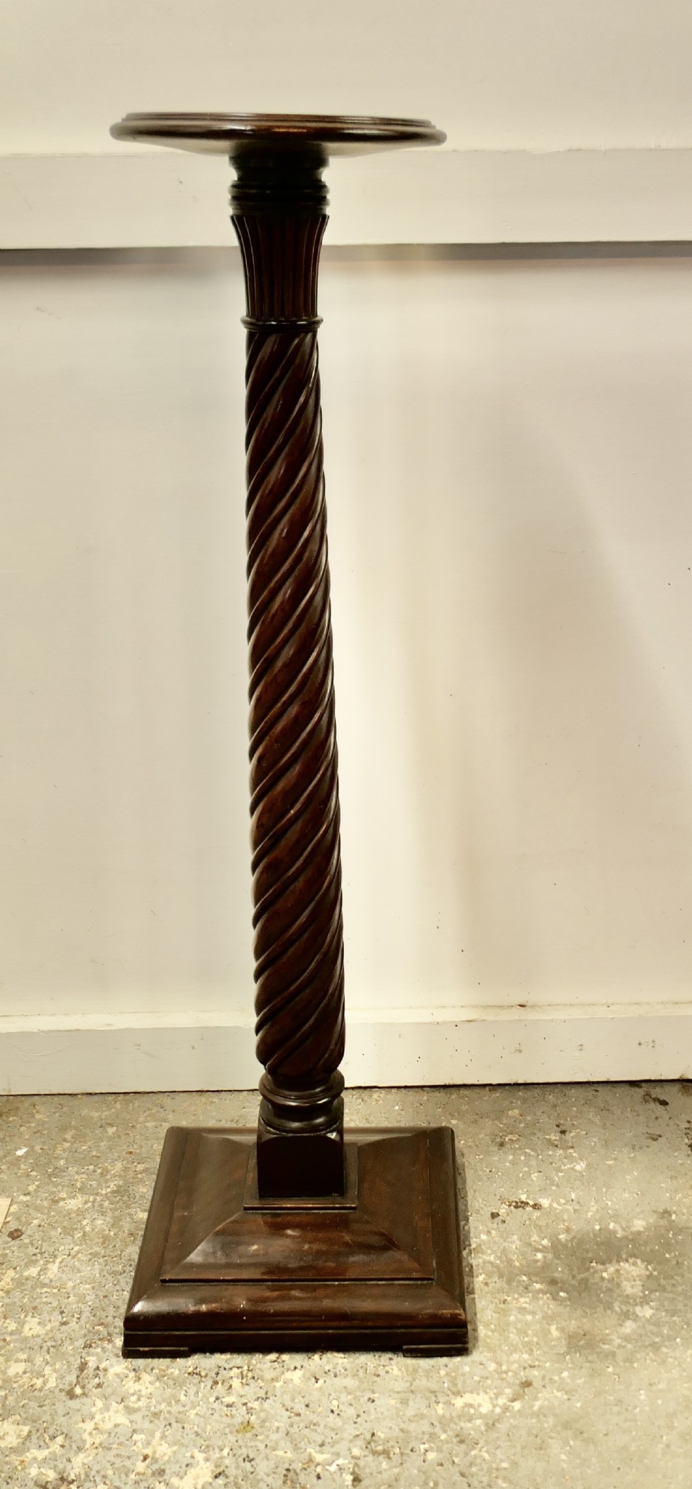 19th century carved walnut pedestal torchere